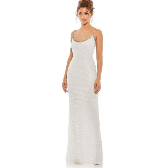 NWT MACDUGGAL fully beaded rhinestone column gown Size 2 - Picture 1 of 14